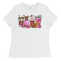 White cat coffee cups Ladies Tee - texasbilliewilder