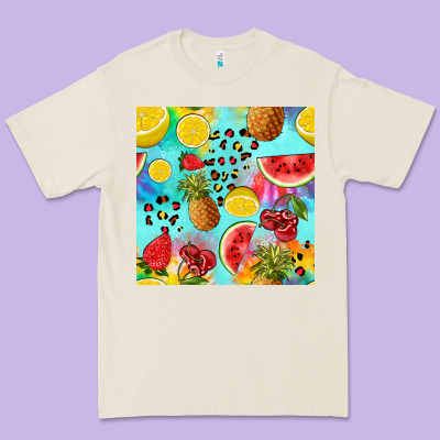 Fruits Tie Dye Seamless Pattern Premium Tee Designed By Zillion Design Studio