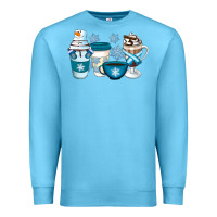 Ocean Blue Winter Coffee Cups Premium Sweatshirt - Artiststas