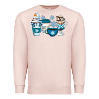 Pale Pink Winter Coffee Cups Premium Sweatshirt - Artiststas
