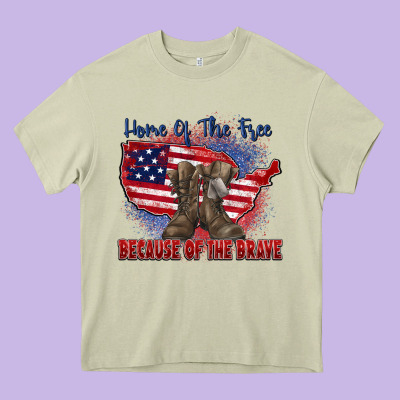 Home Of The Free Because Of The Brave Heavy Core Tee Designed By Zillion Design Studio