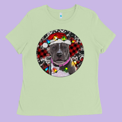 Ladies Tee Pitbull And Buffalo Plaid