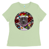 Matcha Pitbull And Buffalo Plaid Ladies Tee - RanaPortraitStore