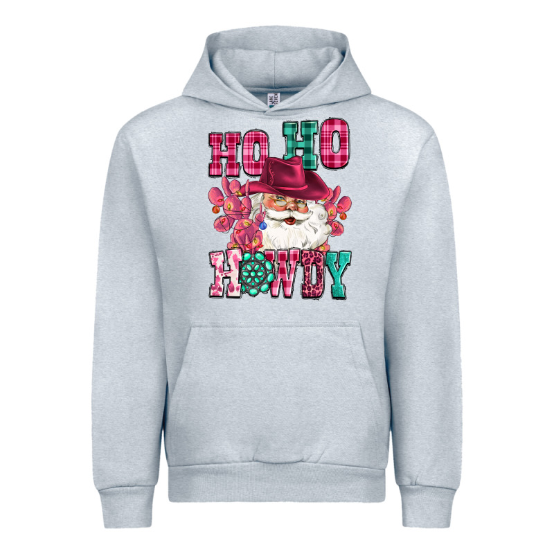 Ho Ho Howdy Santa Pink Christmas Urban Hoodie by CowGirlArtShop | Teevron