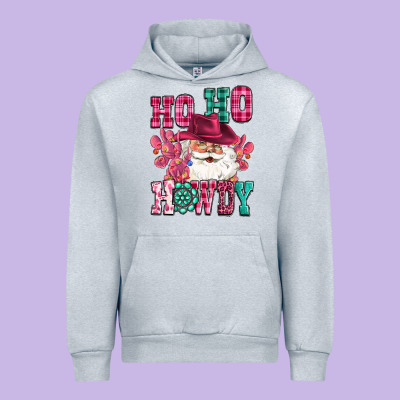 Ho Ho Howdy Santa Pink Christmas Urban Hoodie Designed By Cowgirlartshop