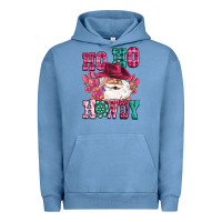 Pigment Pebble Blue ho ho howdy santa pink christmas Urban Hoodie - CowGirlArtShop