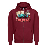 Burgundy books are my therapy Zipper Hoodie - MaliasSmallBusiness