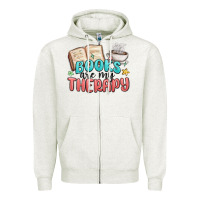 Oatmeal Heather books are my therapy Zipper Hoodie - MaliasSmallBusiness
