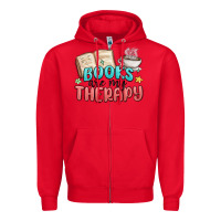 Red books are my therapy Zipper Hoodie - MaliasSmallBusiness