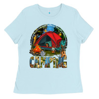 Baby Blue camping Ladies Tee - texasbilliewilder