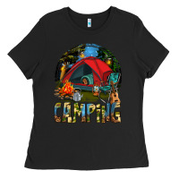 Black camping Ladies Tee - texasbilliewilder