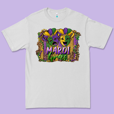 Mardi Gras Mask With Leopard Background Premium Tee Designed By Ranaportraitstore