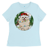 Baby Blue Pomeranian And Farm Ladies Tee - RanaPortraitStore