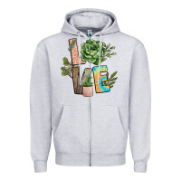 Heather Grey plant love Zipper Hoodie - NancyCooperArtShop