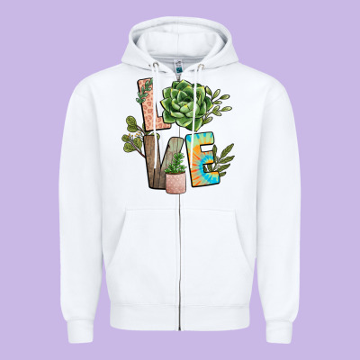 Plant Love Zipper Hoodie Designed By Nancycooperartshop