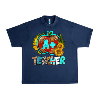 Navy a+ teacher apple Urban Heavy Tee - BundleAndBundleShop
