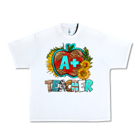 White a+ teacher apple Urban Heavy Tee - BundleAndBundleShop