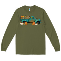Army Green pumpkin farm truck no background Long Sleeve Tee - Jasminsmagicworld