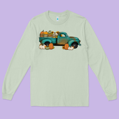 Pumpkin Farm Truck No Background Long Sleeve Tee Designed By Jasminsmagicworld