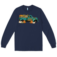 Navy pumpkin farm truck no background Long Sleeve Tee - Jasminsmagicworld