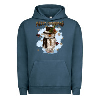 Pigment Midnight Navy merry christmas snowman Urban Hoodie - CowGirlArtShop