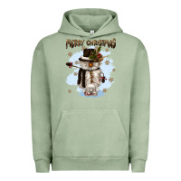Pigment Oil Green merry christmas snowman Urban Hoodie - CowGirlArtShop