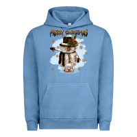 Pigment Pebble Blue merry christmas snowman Urban Hoodie - CowGirlArtShop