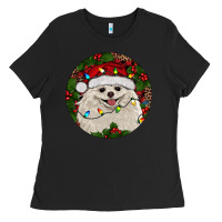 Black Christmas pomeranian Ladies Tee - RanaPortraitStore