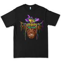 Black mardi gras mask highland cow Premium Tee - RanaPortraitStore