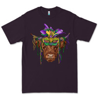 Plum mardi gras mask highland cow Premium Tee - RanaPortraitStore