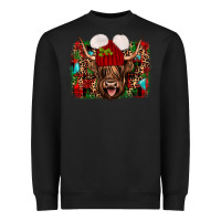 Black highland cow christmas Heavyweight Sweatshirt - JahusDesignShop