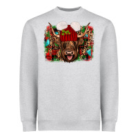 Heather Grey highland cow christmas Heavyweight Sweatshirt - JahusDesignShop
