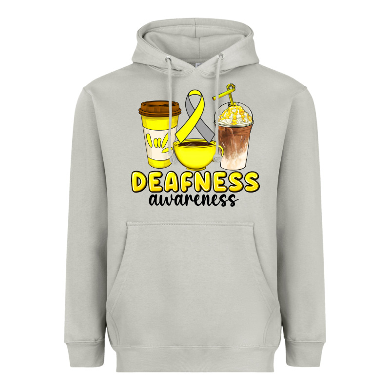 Deafness Awareness Coffee Cups Heavyweight Hoodie by Artiststas | Teevron