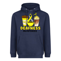 Navy deafness awareness coffee cups Heavyweight Hoodie - Artiststas
