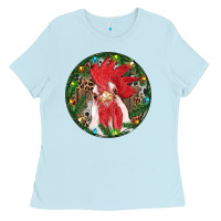 Baby Blue Roaster Christmas Ladies Tee - RanaPortraitStore