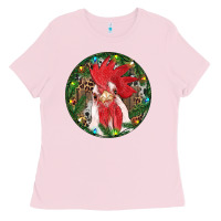 Bubblegum Pink Roaster Christmas Ladies Tee - RanaPortraitStore