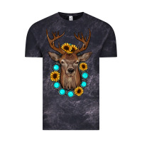 Cloud Black deer gemstone sunflower Vintage Tee - JahusDesignShop