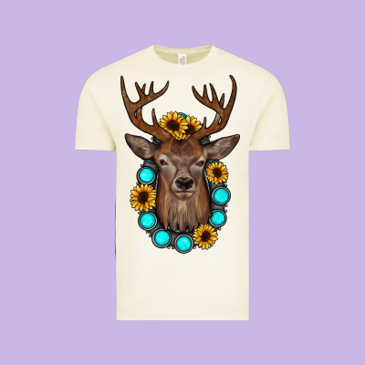 Deer Gemstone Sunflower Vintage Tee Designed By Jahusdesignshop