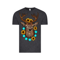Vintage Black deer gemstone sunflower Vintage Tee - JahusDesignShop