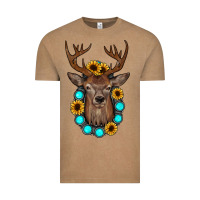 Vintage Coffee deer gemstone sunflower Vintage Tee - JahusDesignShop