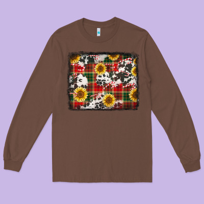 Cowhide Sunflowers Candy Canes Long Sleeve Tee Designed By Jasminsmagicworld