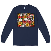 Navy cowhide sunflowers candy canes Long Sleeve Tee - Jasminsmagicworld