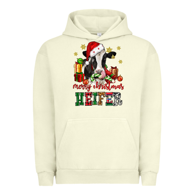 Merry Christmas Heifer Cow Urban Hoodie by CowGirlArtShop | Teevron