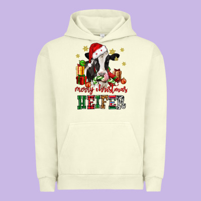Merry Christmas Heifer Cow Urban Hoodie Designed By Cowgirlartshop