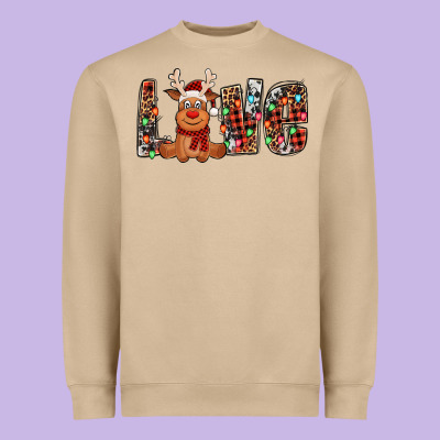Love Christmas Reindeer Heavyweight Sweatshirt Designed By Jasminsmagicworld