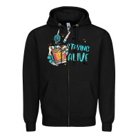 Black staying alive Zipper Hoodie - MaliasSmallBusiness