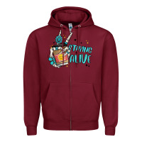 Burgundy staying alive Zipper Hoodie - MaliasSmallBusiness