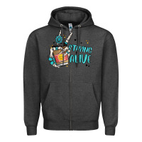 Charcoal Heather staying alive Zipper Hoodie - MaliasSmallBusiness