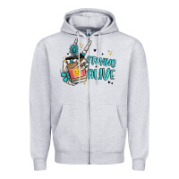 Heather Grey staying alive Zipper Hoodie - MaliasSmallBusiness