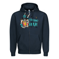 Navy staying alive Zipper Hoodie - MaliasSmallBusiness